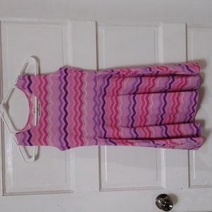 Aviva Girl's Dress Size 14-16 Sleeveless Chevron Print Pink and Purple